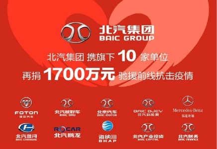 北汽集團攜北汽財務等旗下10家單位，再捐1700萬馳援防疫前線